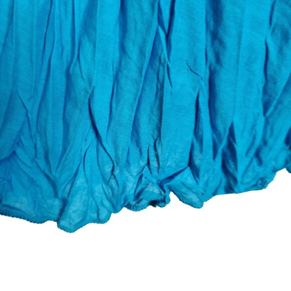 Sandy Starkman Size L Skirt Boho Maxi Full Beaded Godet Cotton Turquoise - Picture 10 of 11